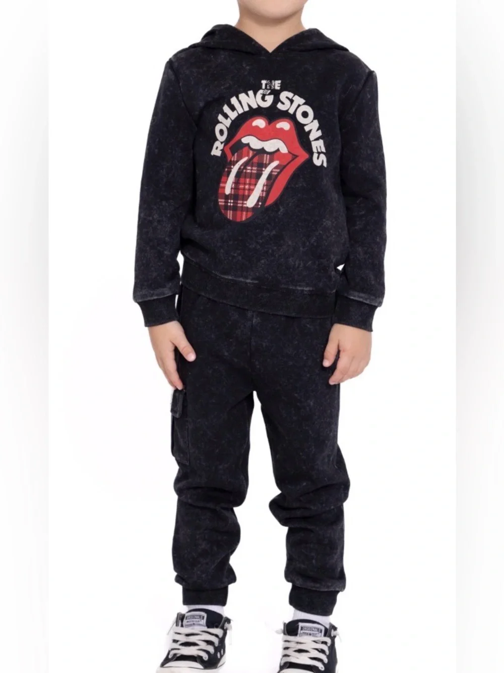 Rolling Stones Black Kids Cargo Jogger pants/hoodie set. Size 5T